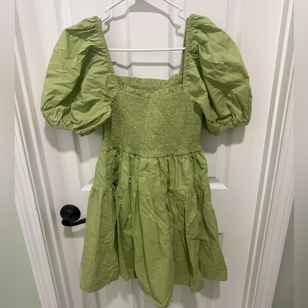 Green Puff Sleeve Dress - Stella Dallas medium - Picture 2 of 5